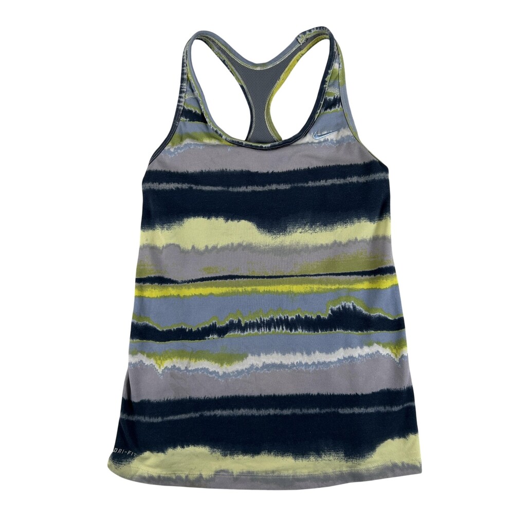 Nike Dri-FIT Tank Top Womens Small Blue Striped Racerback Running Athletic